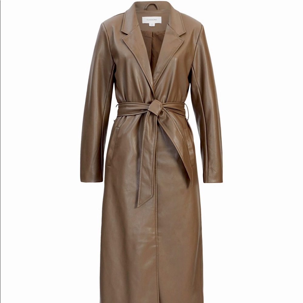 Faux Leather Trench Coat Glassons